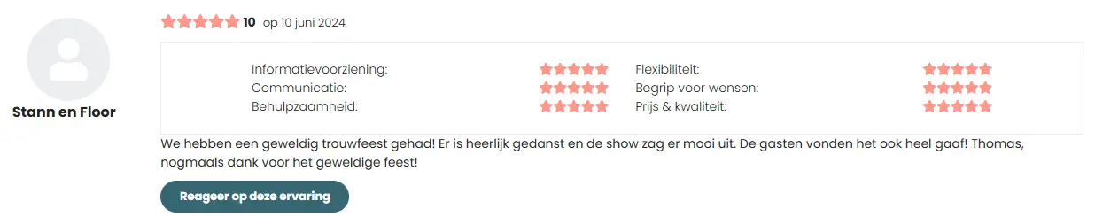 Review van Stann en Floor op The Perfect Wedding voor T-Fooh